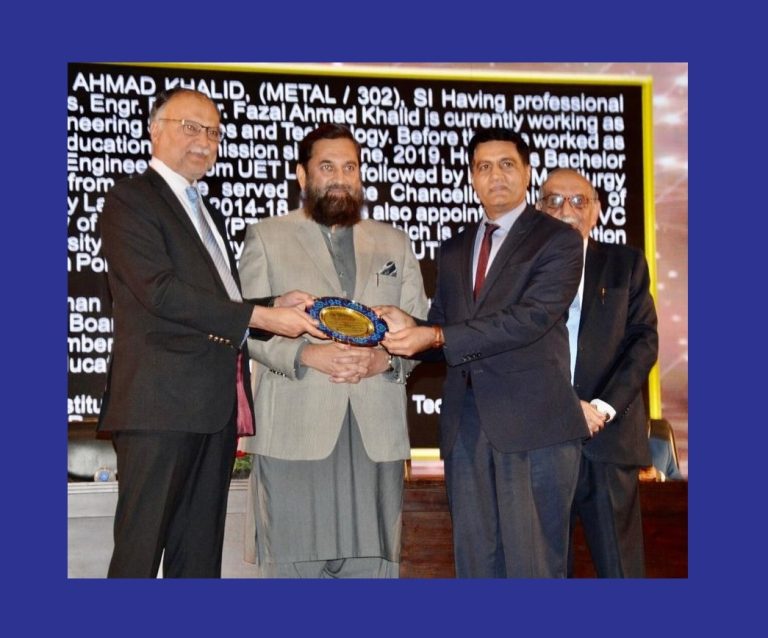 Prof. Dr Fazal A. Khalid, S.I., Rector, GIKI, was conferred with the "National Engineering Excellence Award" from the Institution of Engineers Pakistan (IEP) for his contribution to improving society, particularly the engineering profession.