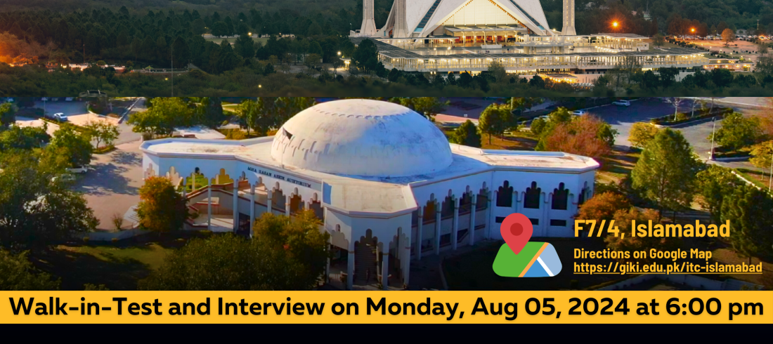 Six-month FREE GIKI Certification in Islamabad focused on Data Science, Artificial Intelligence, and Blockchain | Walk-in-Test and Interview on Monday, Aug 05, 2024 at 6:00 pm